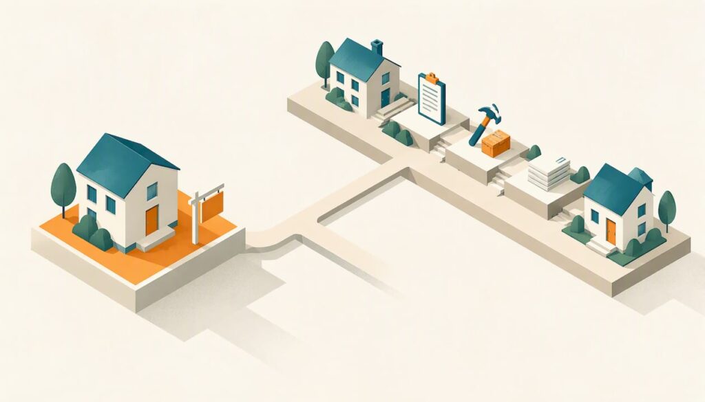 Abstract routes representing rental sale choices