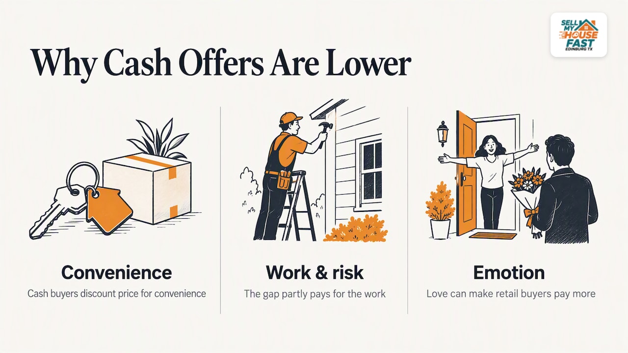 Why cash offers are often lower than a listing price — overview diagram